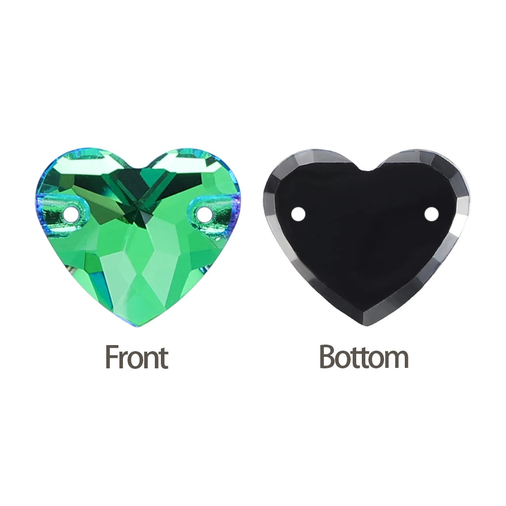 QIYI Factory Direct Wholesale Popular Fashion Design Bright Pure Versatile Minimalist Heart Shape Sew-on Rhinestones  3259