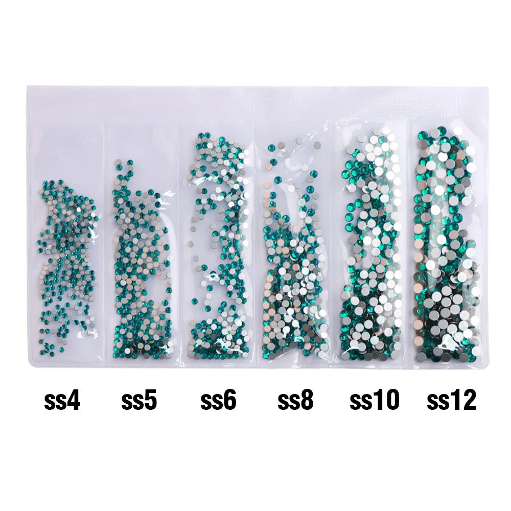 Wholesale 6 Grid Mix Size SS4 SS5 SS6 SS8 SS10 SS12 Crystal AB Rhinestone Flat Back Nail Glass Rhinestones for Fashion Jewelry