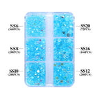 QIYI High Quality 1440pcs Aurora Mixed 6 Grid Box Glass Crystal Diamond Nail Art Decoration Glitters Stone for Nail Charms