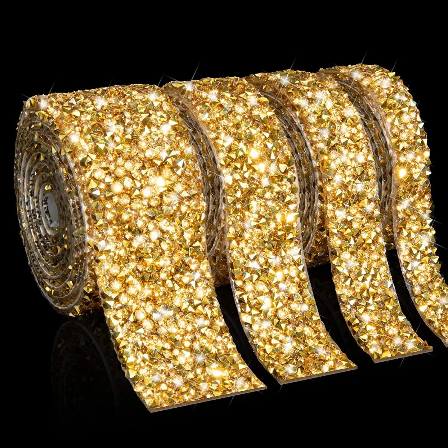 QIYI Wholesale Rhinestone Tape Self Adhesive Rhinestones Trimming Bling Crystal Resin Sheets Roll Wrap Sticker for Tumbler
