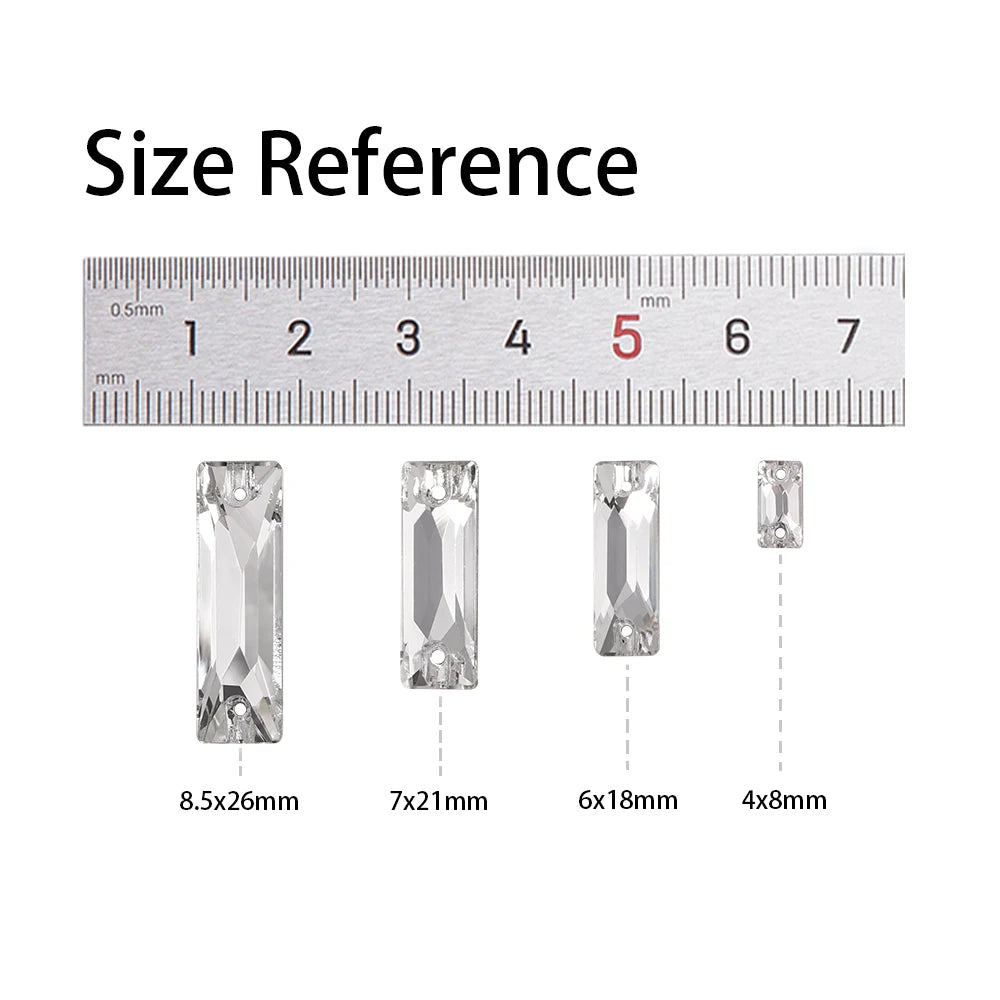 3250 Wholesale Rectangle  Cosmic  4*8/6*18/7*21/8.5*26mm Crystal Glass Sew-on Rhinestones Flatback or Clothing Decoration