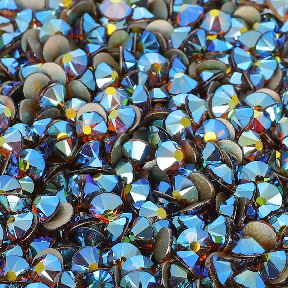 Factory Wholesale Crystal AB Colors 2088 16 Cut Facets Multi and Size Flat Back Golden Bottom High Quality Glass Rhinestones