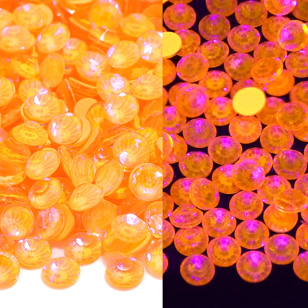 2024 New Colors Neon Glow in the Dark Bling Bling Macaron Non Hotfix Flat Back Rhinestones Glass Bulk Glass Crystal
