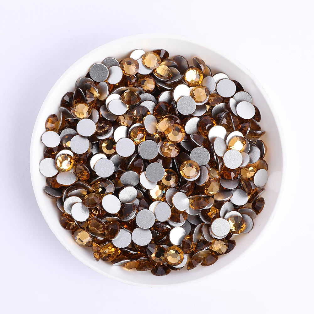 SS6-SS30 Wholesale Small Bag Non Hotfix Glue on 4A+ Quality Rhinestones Glass Crystal Flatback Regular Cut for Nail Art