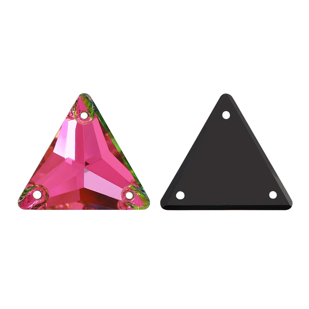 3270 Factory Direct 12mm/16mm/22mm Different Sizes 55+ Colors Top Quality Durable Grade AAAAAA Glass Triangle Sew-on Rhinestone