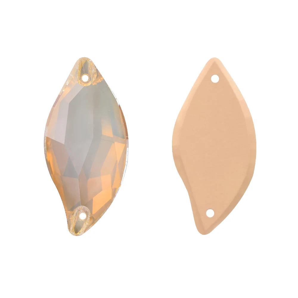 QIYI Innovative Design Diamond Leaf Shape High Quality Grade AAAAAA Clear Hard Pure Glass Loose Flat Back Sew-on Rhinestones 9