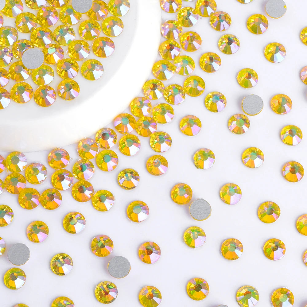 QIYI Wholesale 14400pcs Bulk Package Flatback Rhinestones Glitter Bling Glue on Luminous Rhinestones for Accessories