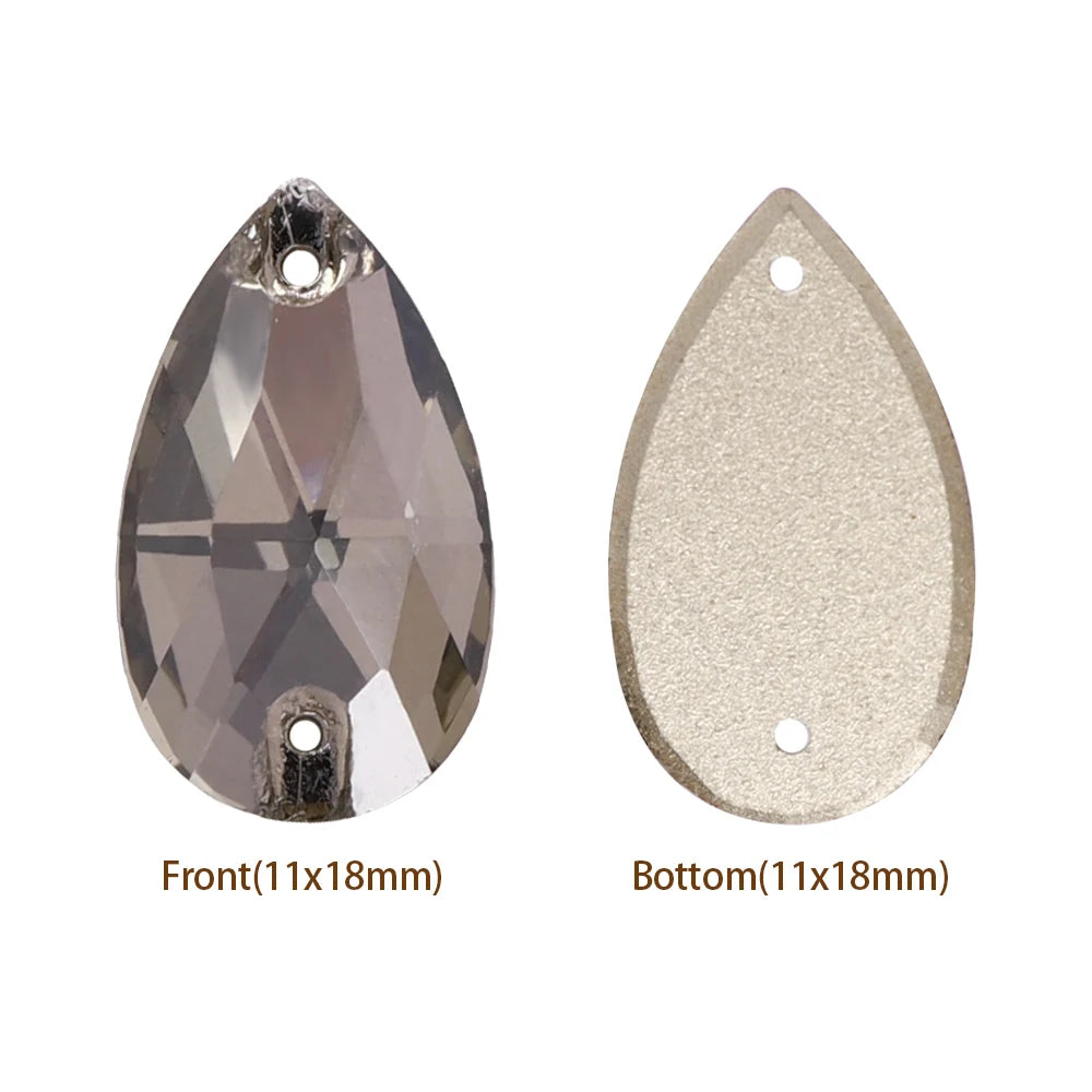 Hot Selling QIYI Brand 55 Colors Multi Size Multi Shape High Quality Flat Back Drop Sew-on Glass Crystal Rhinestones 16 Facets