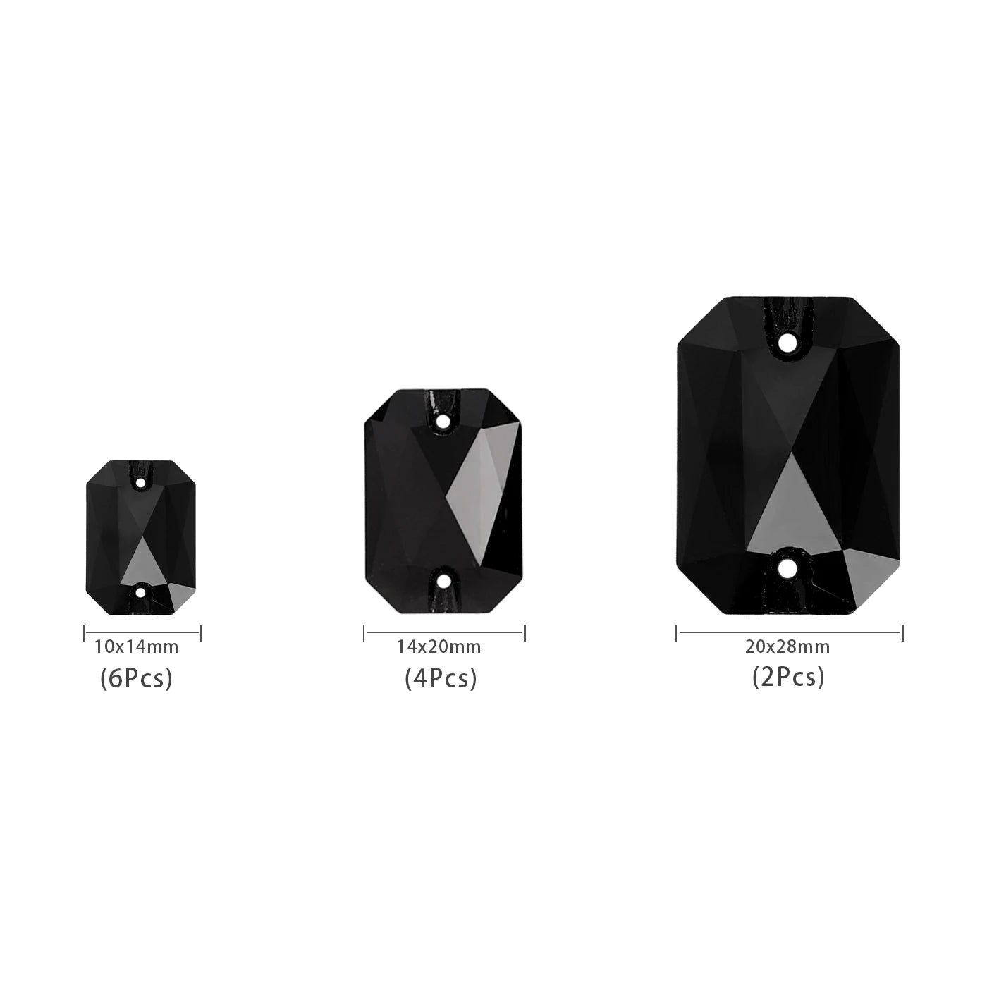 Emerald Cut High Quality Latest Fashion Clear Glass Flat Back Sew-On Rhinestones 12 Facets DIY Wedding Dress Garment Shoes Two