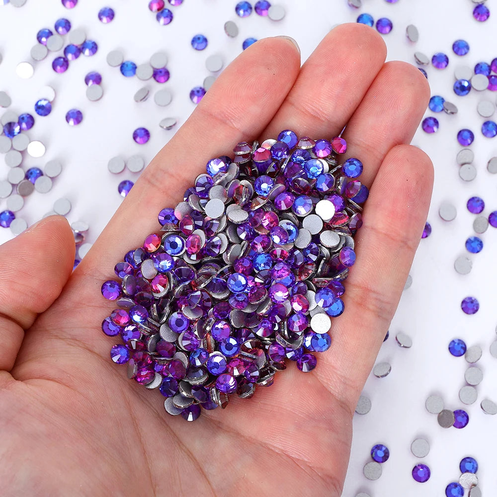 QIYI Wholesale 14400pcs Bulk Package Non Hotfix Rhinestones Glitter Bling Glue on Rhinestones for Accessories