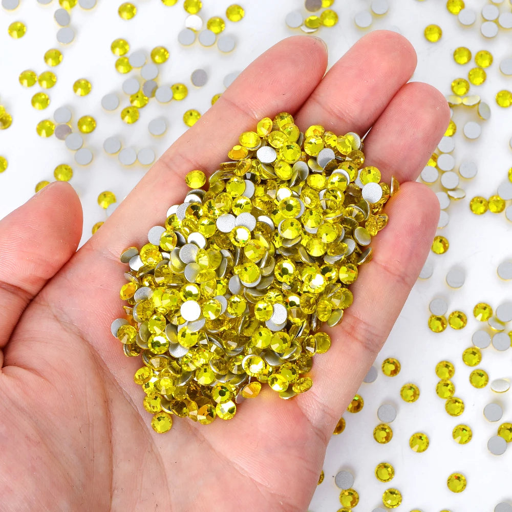 QIYI Wholesale 14400pcs Bulk Package Non Hotfix Rhinestones Glitter Bling Glue on Rhinestones for Accessories