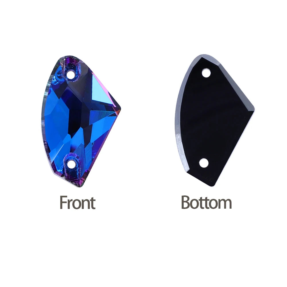 Factory Direct Wholesale Low MOQ Glass Crystal Galactic Sew-On Rhinestones With Two Holes for Garment Decoration 3256