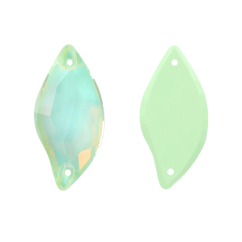 QIYI Innovative Design Diamond Leaf Shape High Quality Grade AAAAAA Clear Hard Pure Glass Loose Flat Back Sew-on Rhinestones 9
