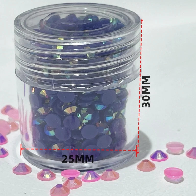 2024 Exquisite Bottled 3mm/5mm/6mm Resin Flat Back Crystal Rhinestone Self Adhesive Nail Diamond Decoration
