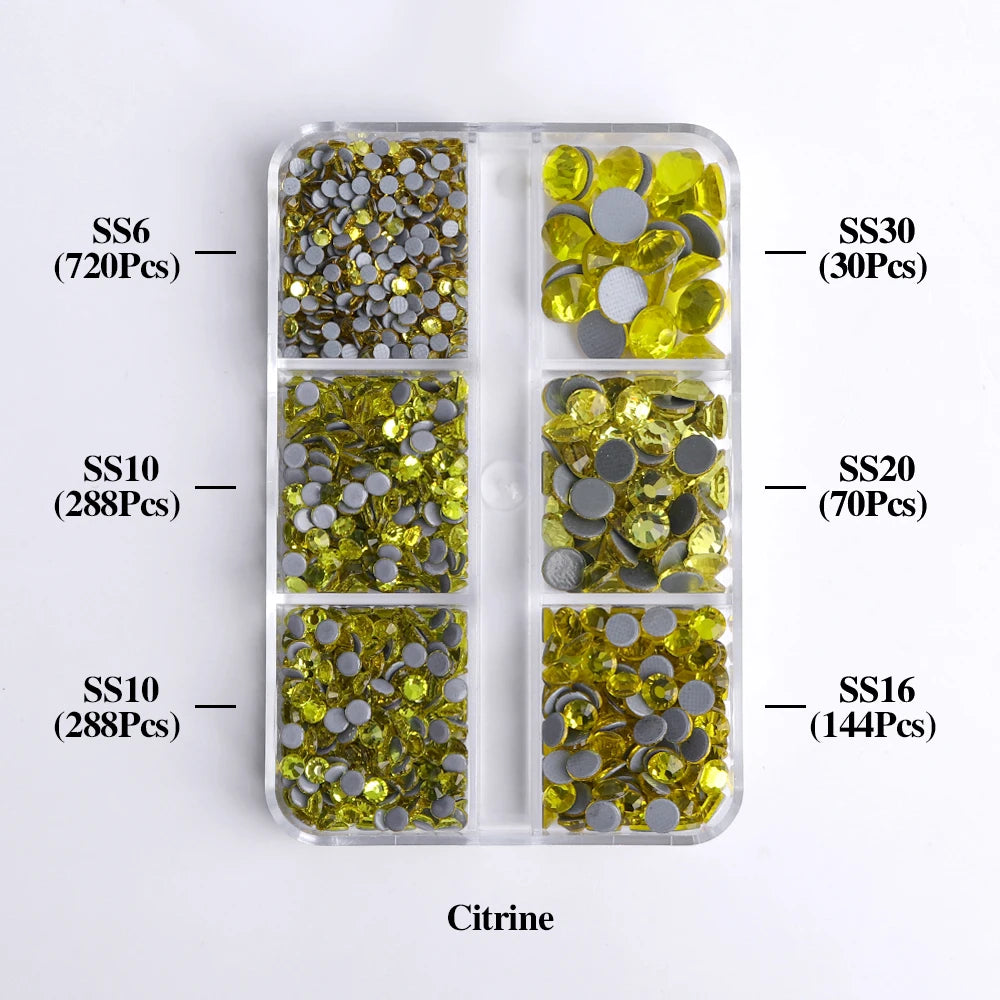 Hot Selling 6 Grid Hotfix Rhinestone Kit Mix Box Nail Charms Crystals Rhinestones Wholesale Stones for Jewellery Making