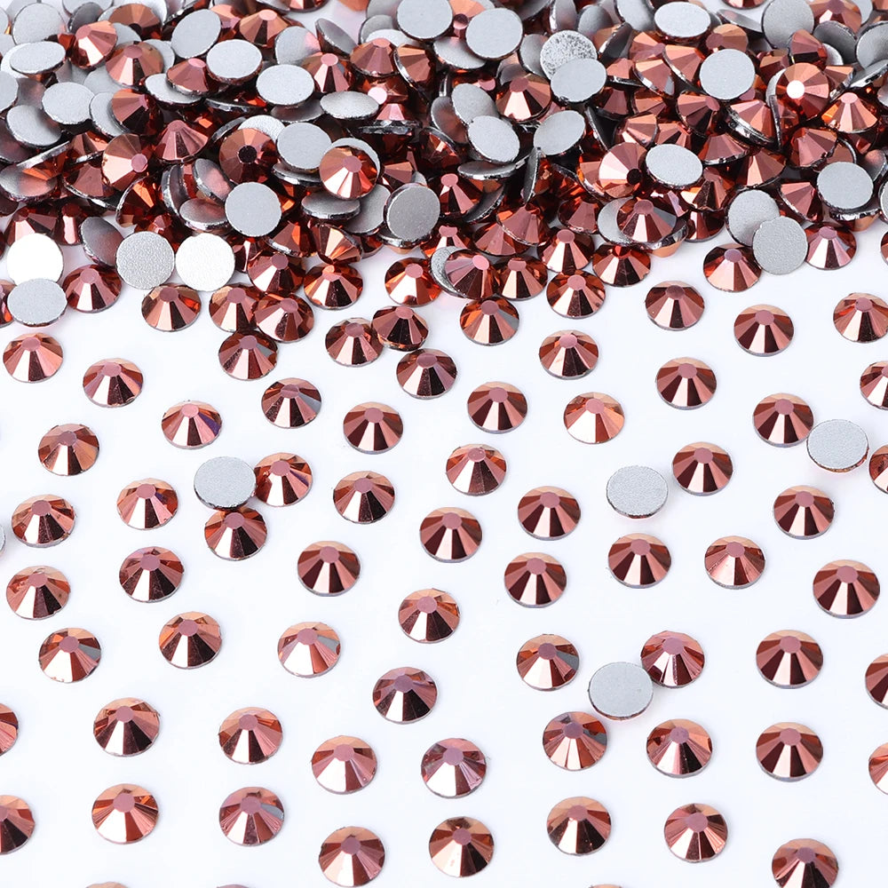 22 Kinds Metallic Colors Mineral Colors Fuchsia Rhinestone Non Hotfix Flat Back Crystal Glass  for Decorative Perfume Crafts