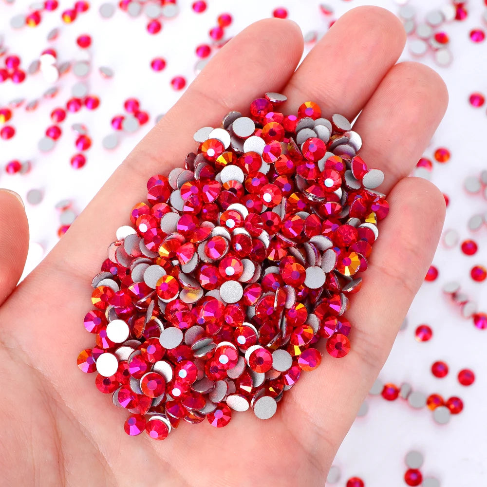 2024 New Design 10 Kinds Red Colors S6-SS30 Bulk Rhinestones Crystal Angola Red Rhinestones Glass Rhinestone for Clothing