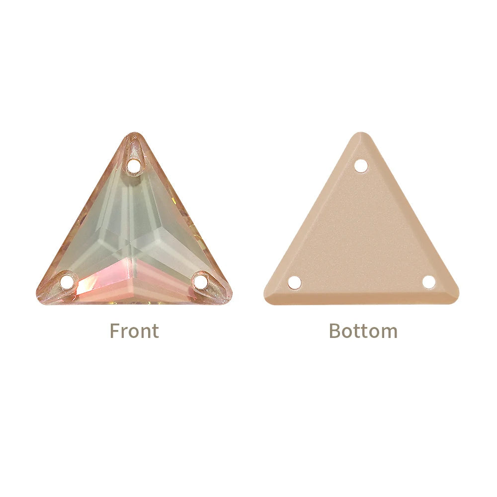 3270 Factory Direct 12mm/16mm/22mm Different Sizes 55+ Colors Top Quality Durable Grade AAAAAA Glass Triangle Sew-on Rhinestone