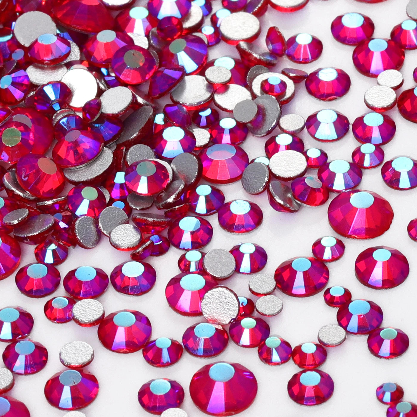 QIYI High Quality Glass Crystal AB Rhinestones  Mixed Size Ss3-ss20  Non Hotfix Flatback Crystal Rhinestones for Clothing Fabric