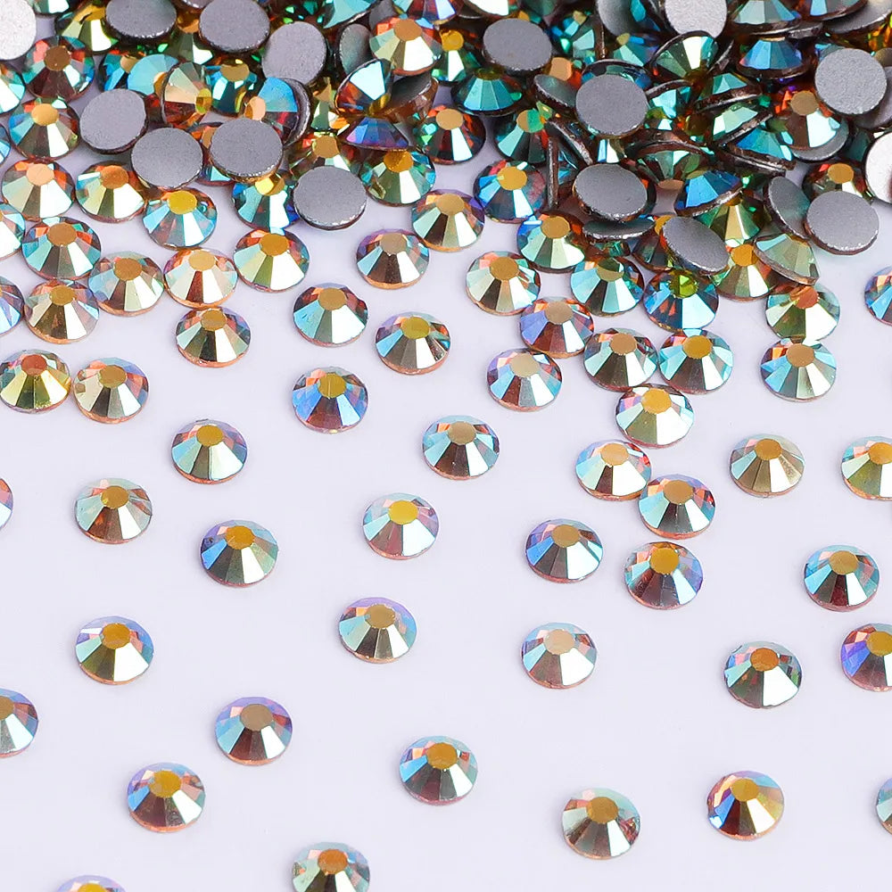 22 Kinds Metallic Colors Mineral Colors Fuchsia Rhinestone Non Hotfix Flat Back Crystal Glass  for Decorative Perfume Crafts