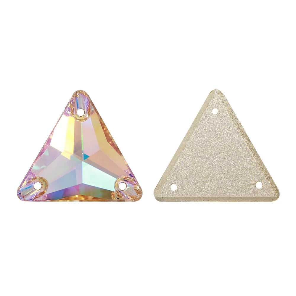 3270 Factory Direct 12mm/16mm/22mm Different Sizes 55+ Colors Top Quality Durable Grade AAAAAA Glass Triangle Sew-on Rhinestone