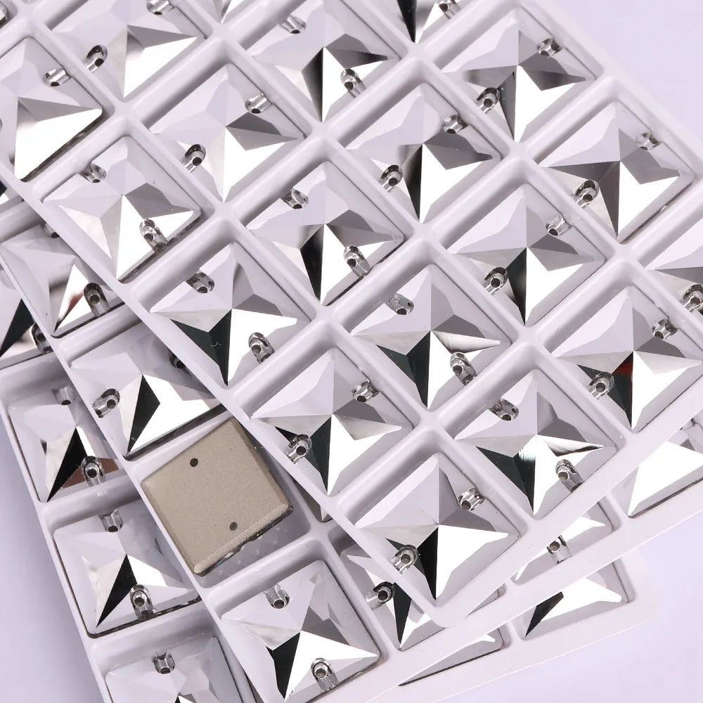 3240 Pure Glass Flat Back Grade AAAAAA Quality 12mm/14mm/16mm/22mm Square Shape Sew-on Rhinestones for Garment Decoration