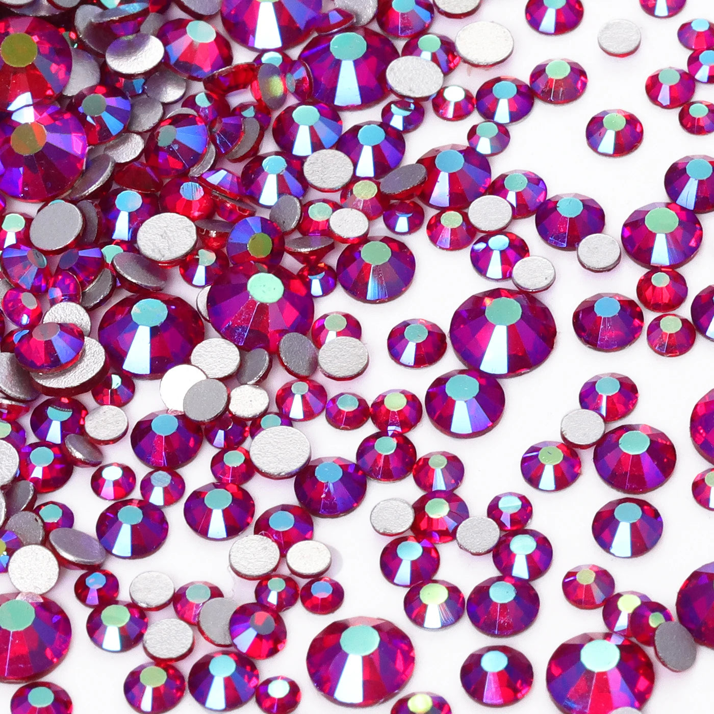 QIYI High Quality Glass Crystal AB Rhinestones  Mixed Size Ss3-ss20  Non Hotfix Flatback Crystal Rhinestones for Clothing Fabric