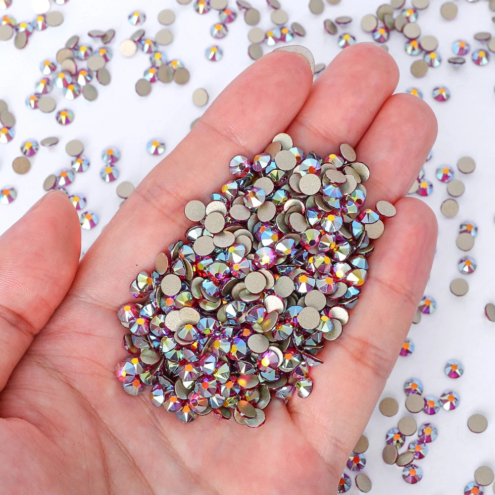 Wholesale 16 Cut Facets Nail Rhinestones Bulk Bling Glitter 2088 Crystal Non-Hotfix Flat Back Glass in Christmas Colors