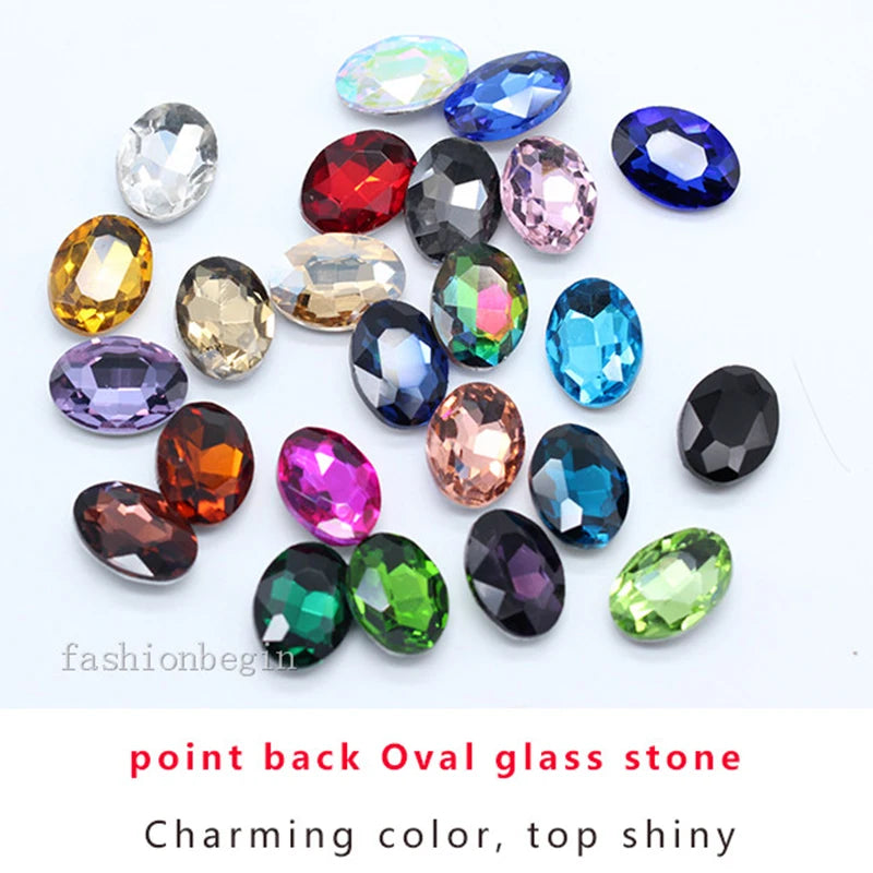 All-size Oval pointback crystal glass rhinestones diamantes fancy stones beads for shoes,bag,clothes, craft DIY jewelry material
