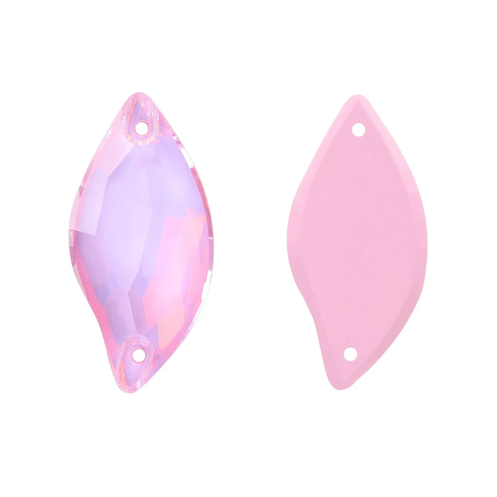 QIYI Innovative Design Diamond Leaf Shape High Quality Grade AAAAAA Clear Hard Pure Glass Loose Flat Back Sew-on Rhinestones 9