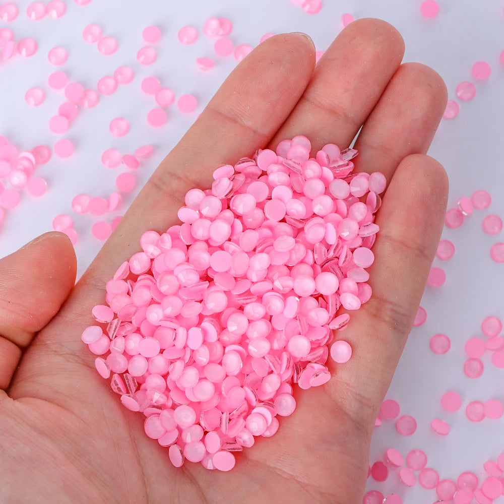 34Kinds Pink Color SS6-SS30 Crystal Rhinestones Ready Stock Non Hotfix Glue on Rhinestones for Gymnastics Performance Clothing