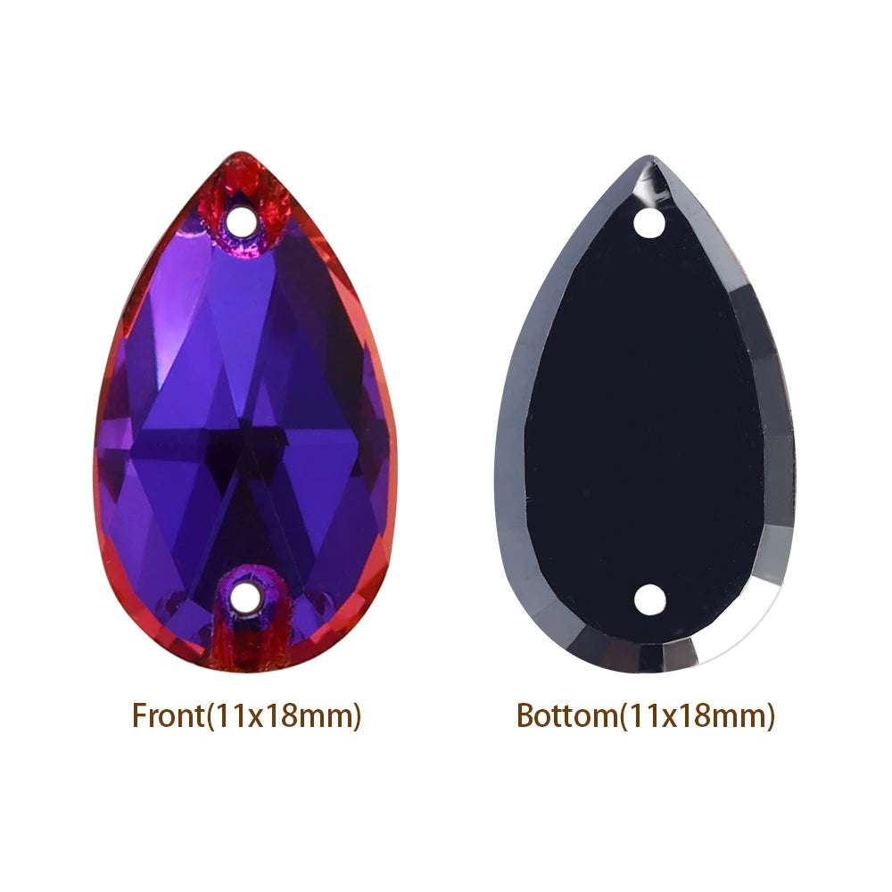 Hot Selling QIYI Brand 55 Colors Multi Size Multi Shape High Quality Flat Back Drop Sew-on Glass Crystal Rhinestones 16 Facets