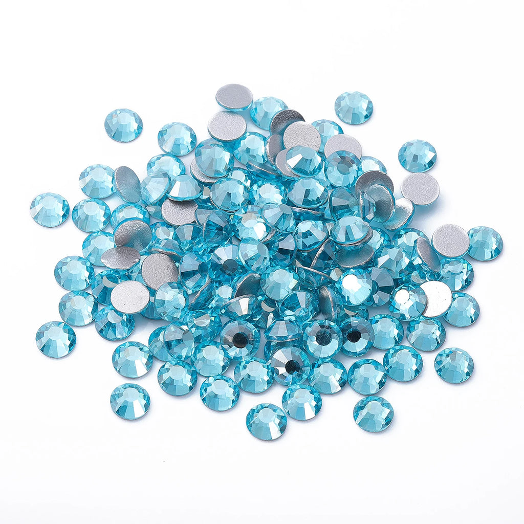September New Colors Wholesale Baby Blue Rhinestone New Design Non Hotfix  Flat Back Crystal Glass  for DIY Nail Clothing