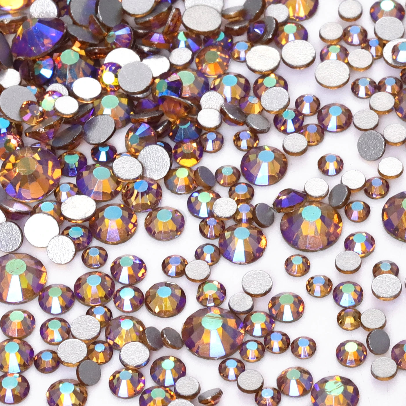 QIYI High Quality Glass Crystal AB Rhinestones  Mixed Size Ss3-ss20  Non Hotfix Flatback Crystal Rhinestones for Clothing Fabric