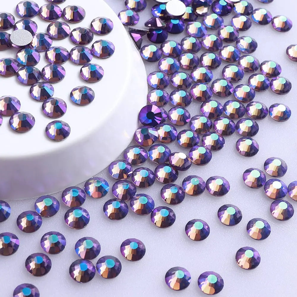 Wholesale Colorful Glitter Glass Rhinestones Flat Back Non Hotfix Crystal Rhinestone Nails for Earring Jewelry Accessory