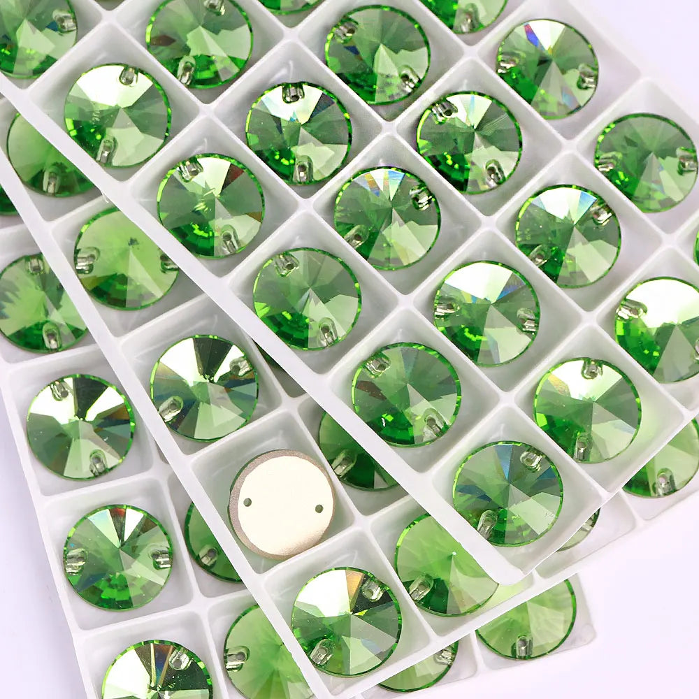 Ready to Ship Neon Rivoli Rhinestones 55 Colors Crystal  Sew-on Rhinestones Glass Clothing Flatback Sewing Stones for Women