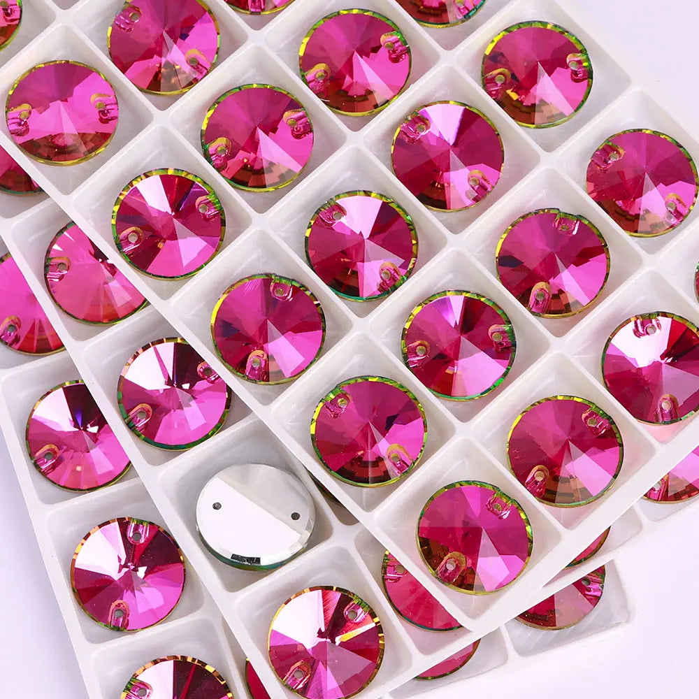 Wholesale Rivoli Rhinestones 55 Colors Crystal Strass AB Sew-on Rhinestones Glass Gems Clothing Flatback Sewing Stones for Women