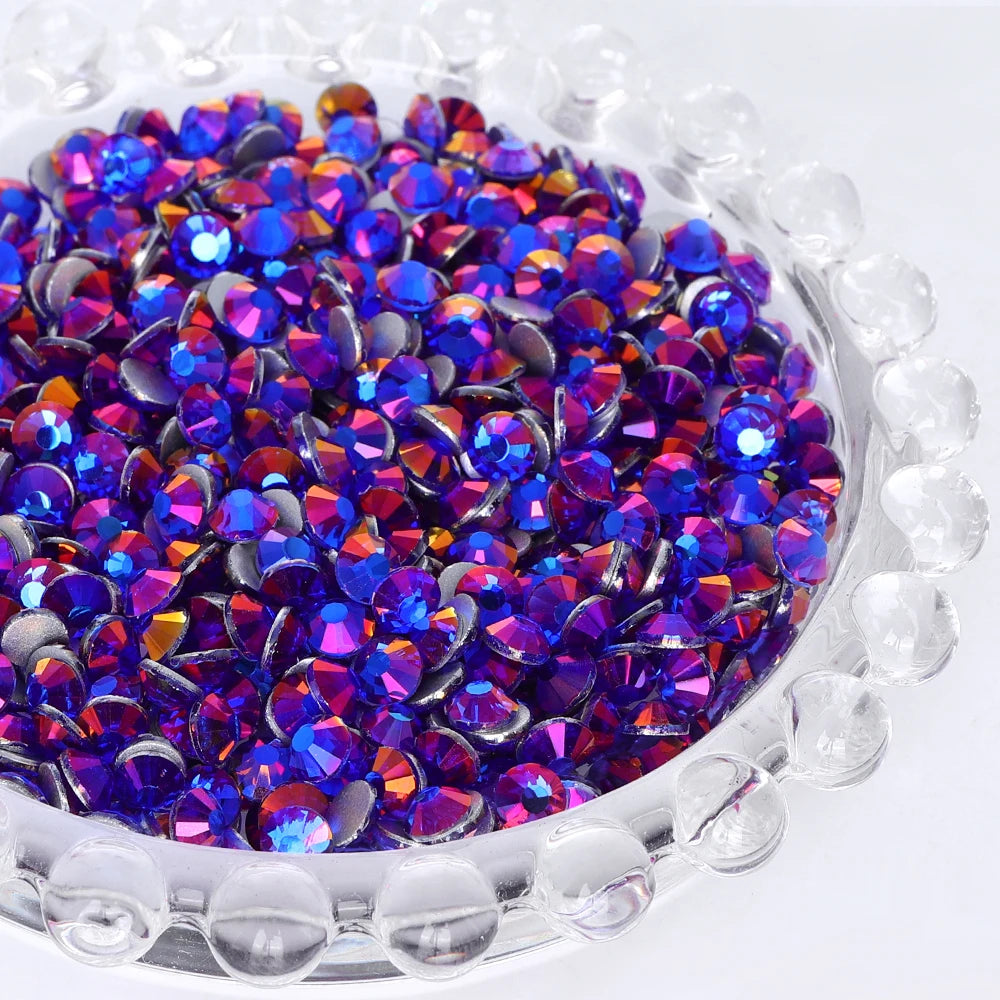 Blue Colors Glass Bling Crystal Wholesale Rhinestone Non Hotfix Flat Back Crystal Glass  for Clothing Accessories