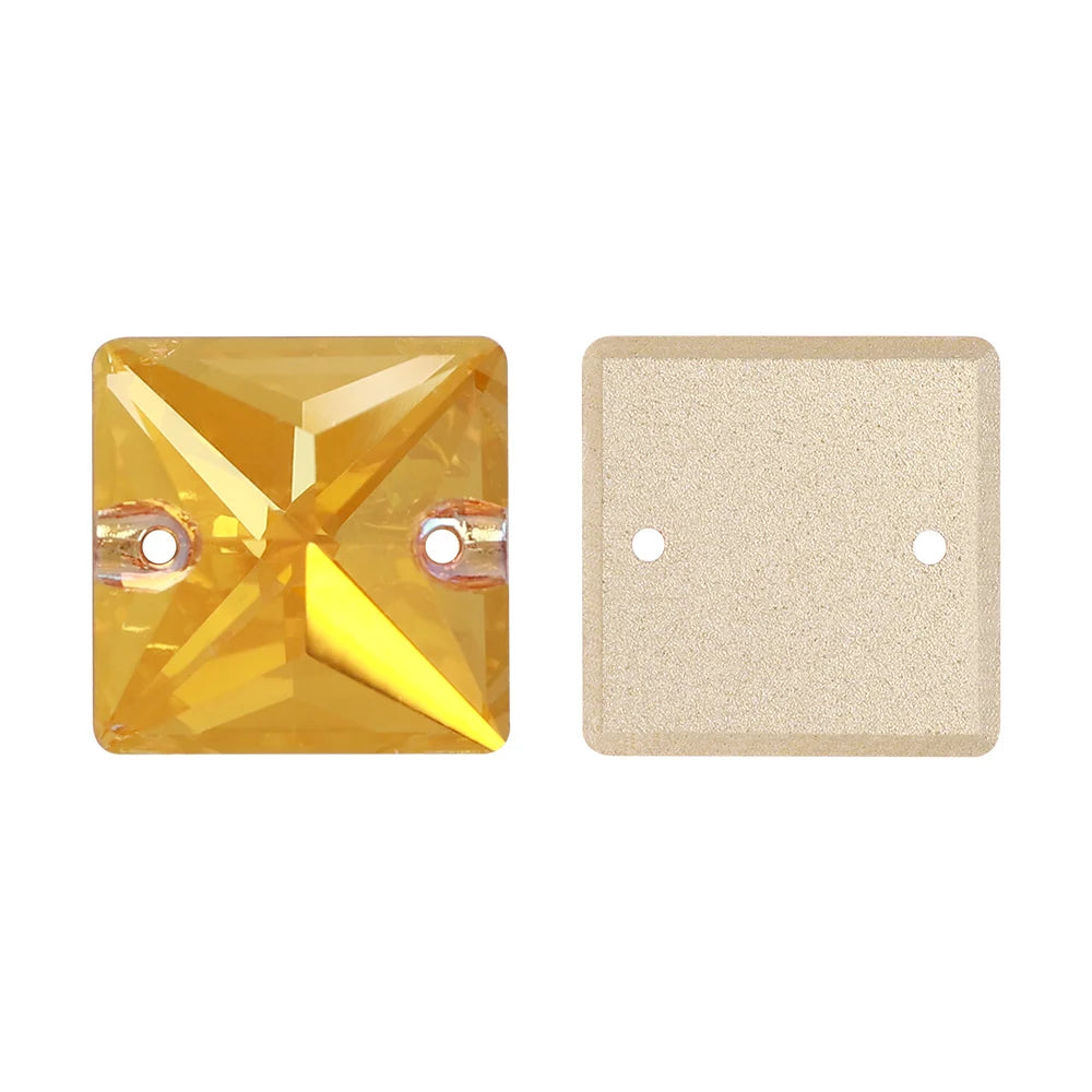 Wholesale Custom Square Sew-on Loose Rhinestones 5A Quality Crystal FlatBack 2 Holes 12 Facets Sewing Bling Decoration