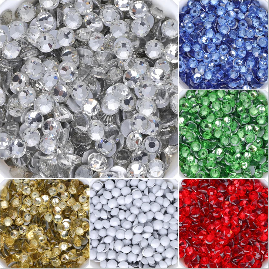 QIYI Wholesale 14400pcs Bulk Package Non Hotfix Rhinestones Glitter Bling Glue on Rhinestones for Accessories