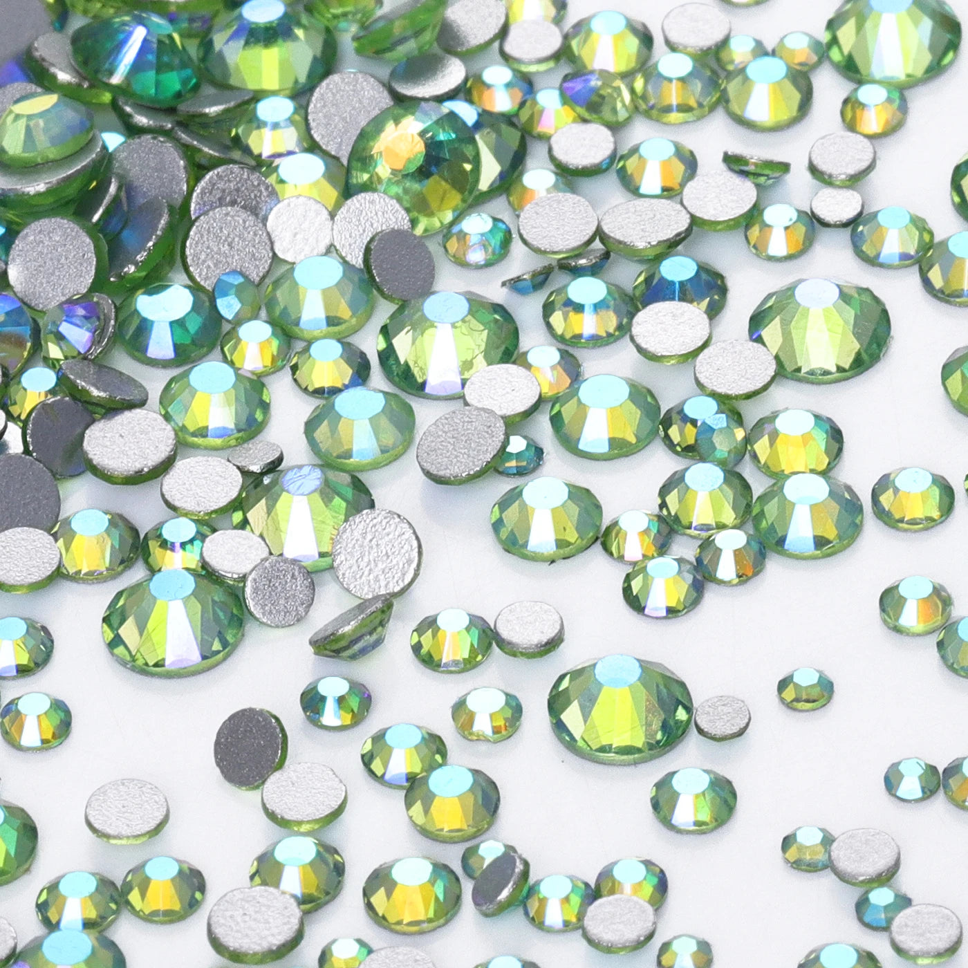 QIYI High Quality Glass Crystal AB Rhinestones  Mixed Size Ss3-ss20  Non Hotfix Flatback Crystal Rhinestones for Clothing Fabric