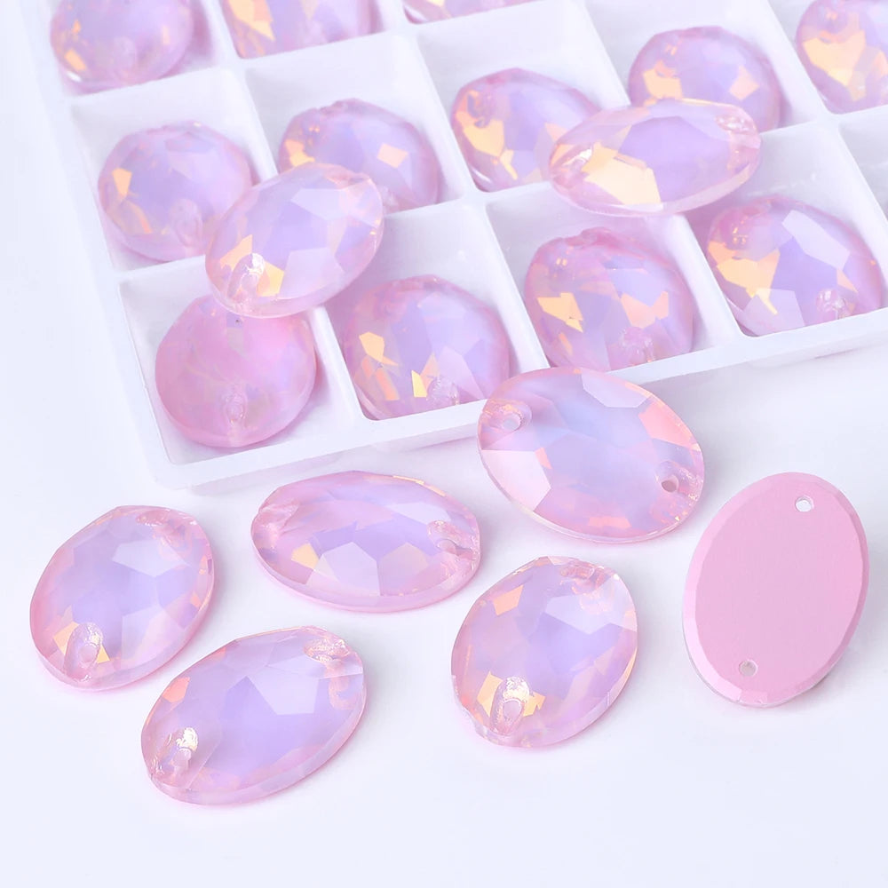 Wholesale Oval Crystal Sew-on Rhinestones K9 Glass Sew on Stones Garment Beads Clothing Sewing Accessories