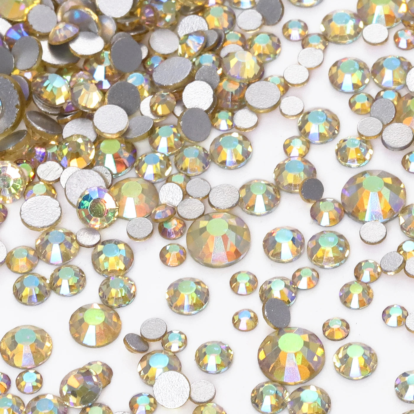 QIYI High Quality Glass Crystal AB Rhinestones  Mixed Size Ss3-ss20  Non Hotfix Flatback Crystal Rhinestones for Clothing Fabric