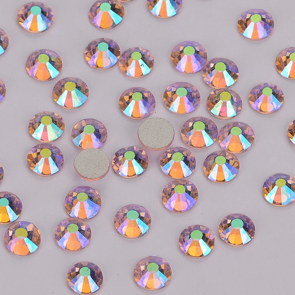 Crystal Sticker SS16 20 30 Lt Yellow AB Glass Rhinestone Applique Flatback Round Crystal Strass Beads for Performance Clothing