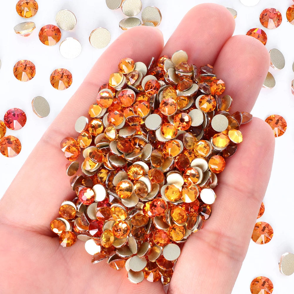 16 Cuts Neon Colors Glass Crystal Rhinestone SS10-SS30 8 Big 8 Small Flatback Rhinestones Grade AAAAAA White Back for Gym