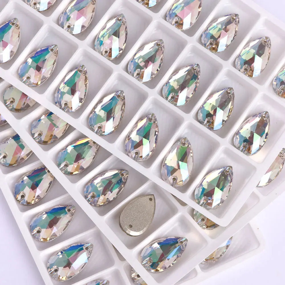 Wholesales Customize New Trend Drop  Shapes Colors Crystal Beads Sewing-On Rhinestones for Jewelry Clothes