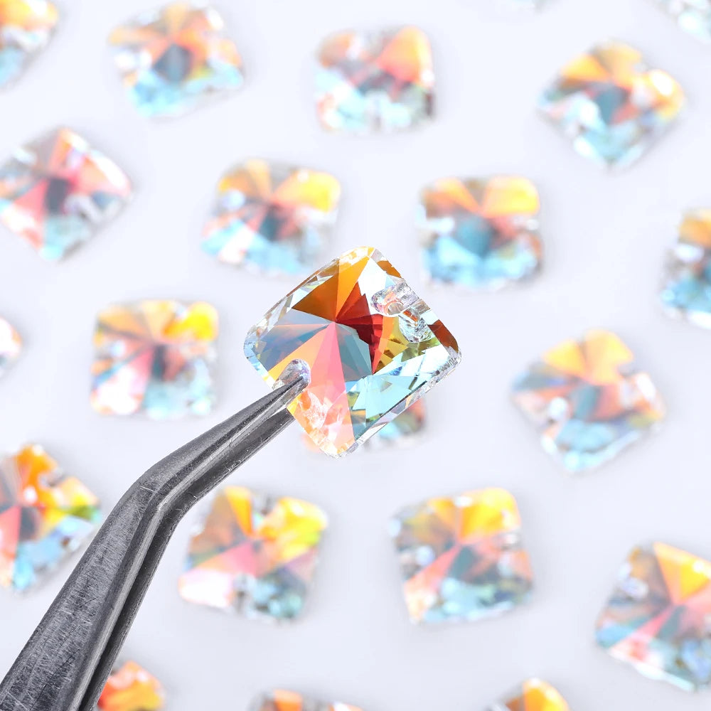 Rivoli Square 15Colors K9 Ready to Ship Glass Sew-on Rhinestone Bling Bling Accessories for Decoration Garments Dress