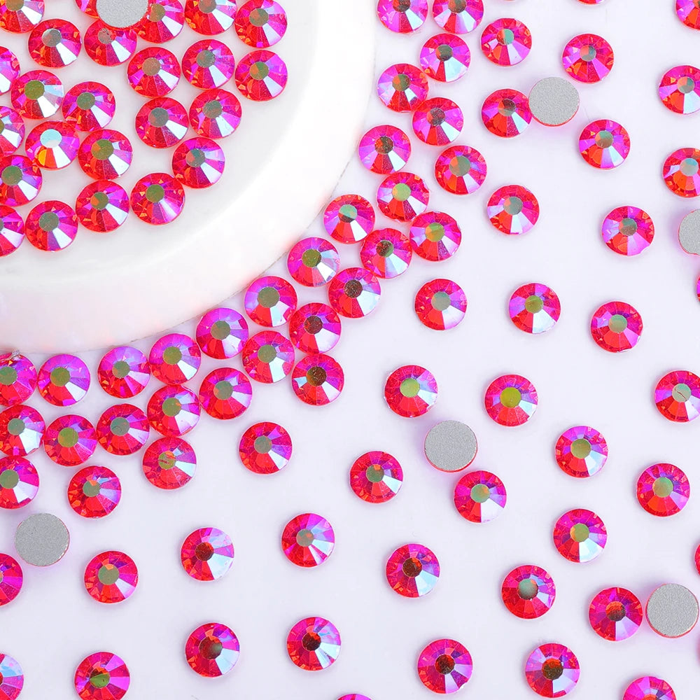 QIYI 2024 Wholesale High Quality Luxury Fashion Style Red AB Non Hofix Glass Flat Back Rhinestone for Decorate Garments Nail Art