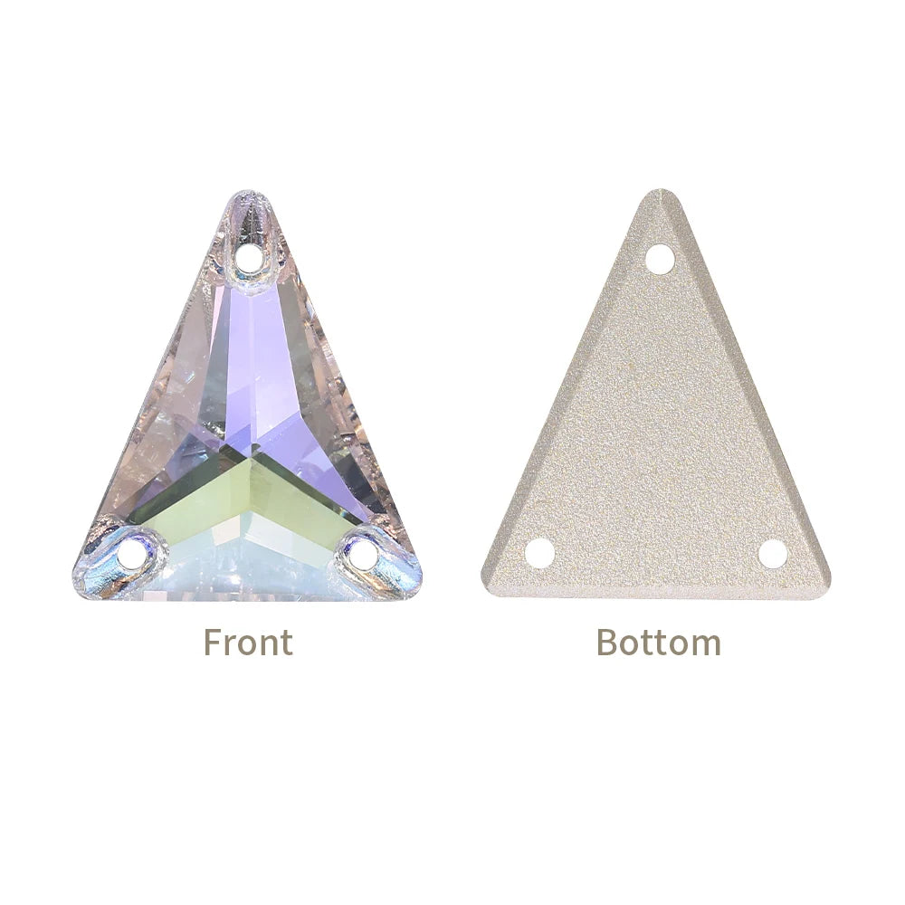 3271 Hot Selling Slim Triangle Factory Direct Wholesale High Quality Durable Shimmering Clear Glass Crystal Sew-On Rhinestones