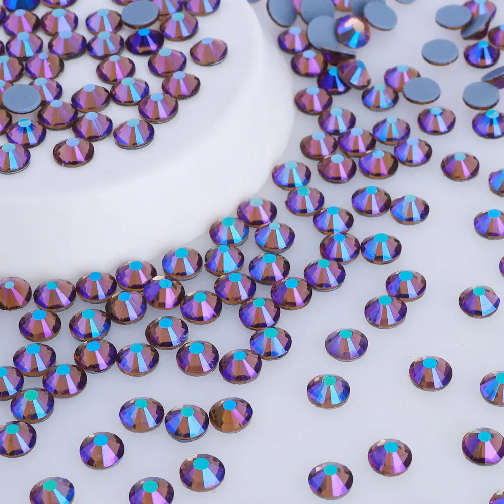 2024 Hot Fix Different Size Small Bag 1440pcs AB Color Bright Shining Clear Glass Crystal Rhinestones for Garment Decoration